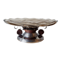 Art Deco Fruitschaal Chroom En Rookglas Jaren 30