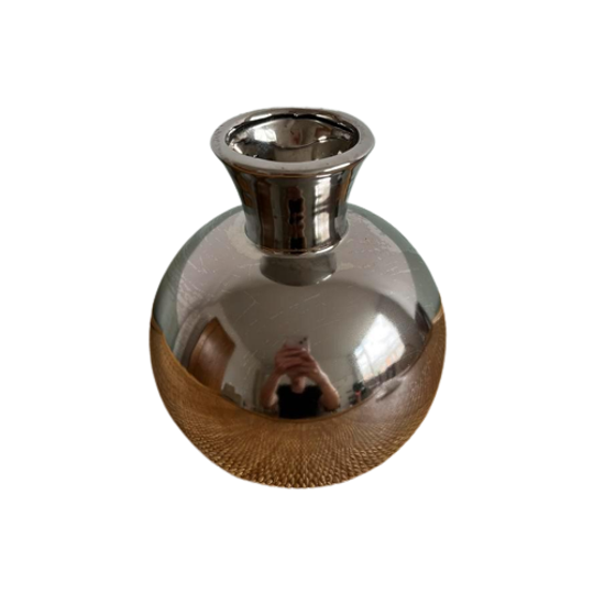 Zilverkleurige Chrome Vaas Zilver Bolvaas 1