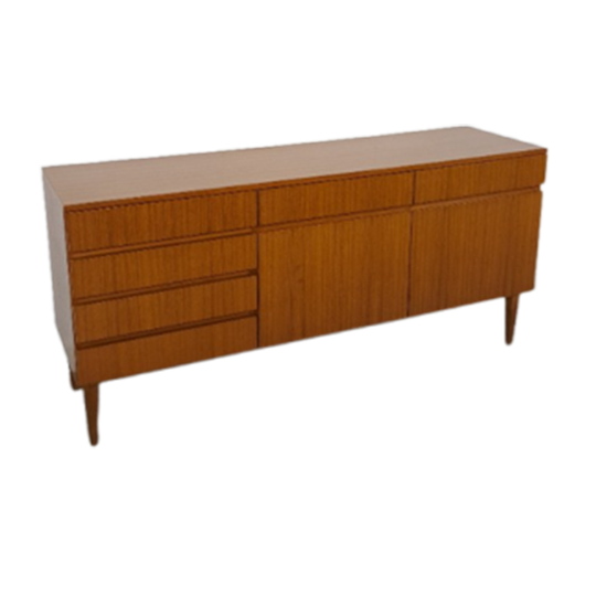 Teak Fineer Dressoir Barkast Met Lades En Klepdeuren 1