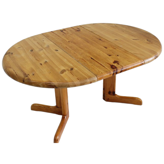 Vintage Deense Ronde Uitschuifbare Eettafel Pine Wood Jaren 60 1