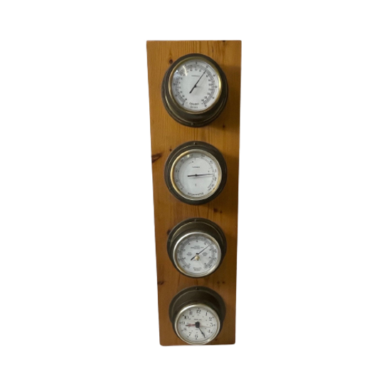 Inproco / Marine Time - Vintage Nautical Instruments And Clock Mounted On Wood 1