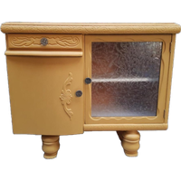 Mosterd Geel Vintage Kastje Dressoir Meubel Vitrine Kast