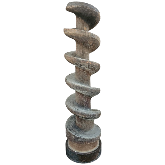 Old Industrial Wooden Screw Pump / Height 80 Cm 1