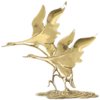 Messing Opvliegende Ganzen Mid Century Muurdecoratie Vogels thumbnail 1