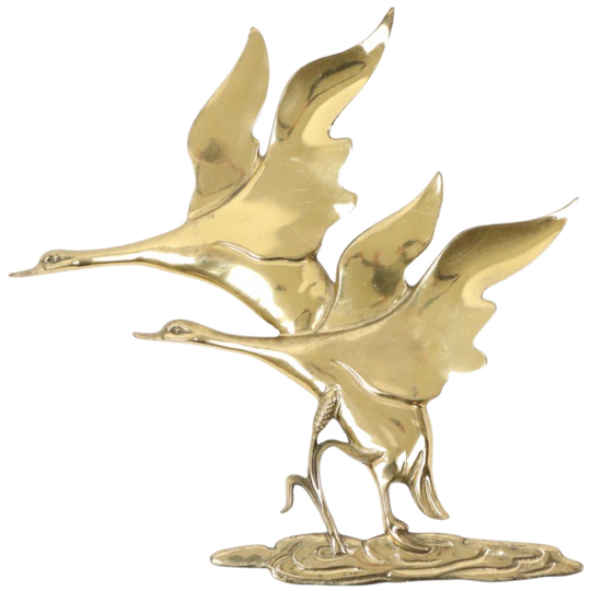 Messing Opvliegende Ganzen Mid Century Muurdecoratie Vogels 1