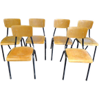 Prachtige Set Van 6 Vintage Retro School Stoelen thumbnail 1