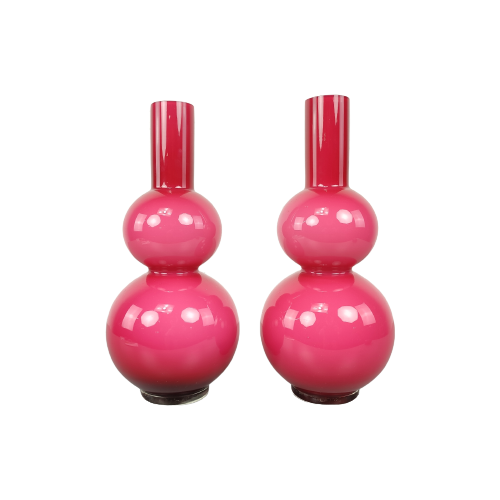 Duo Vintage Roze Opaline Vazen