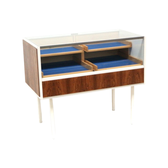 Vintage Glazen Toonbank / Balie Met Lades Gemaakt In De Jaren ’70 1