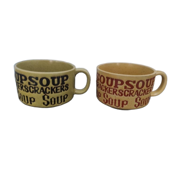 Vintage Soepkommen Groen Beige Japan 2x 1