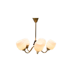 White Crystal Shades Brass Ceiling Lamp, Sweden 1950’s thumbnail 1