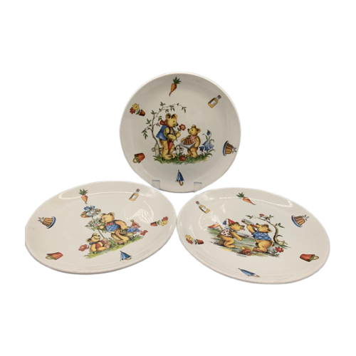 Kinderservies Vintage Bordjes Set Van 3 Old Foley James Kent