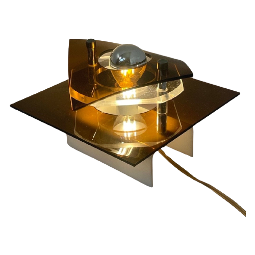 Herda - Space Age Wall Pendant / Sconce - Brown Acrylic