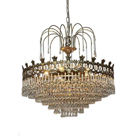 Bijzondere Kwaliteit ! Jaren 20 / Art Nouveau Stijl Vintage Kristallen Art Deco Kroonluchter Hanglamp 1