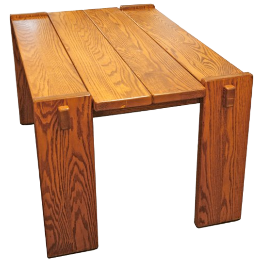 70s Robuuste Vintage Eiken Eettafel 1