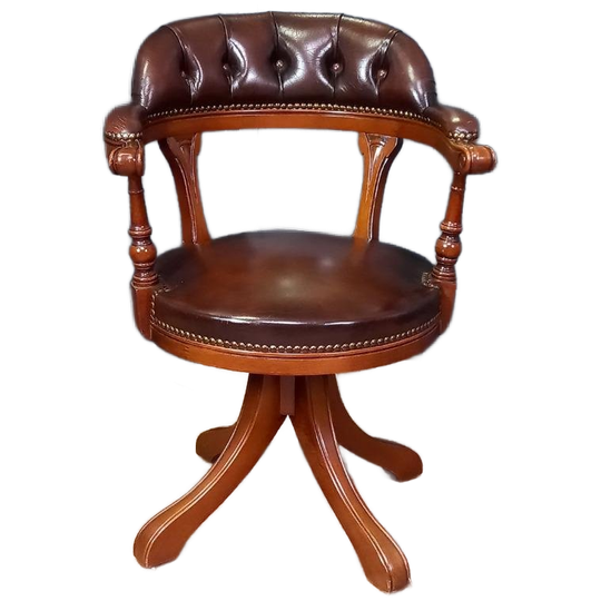Bruin Leren Vintage Bureaustoel 1