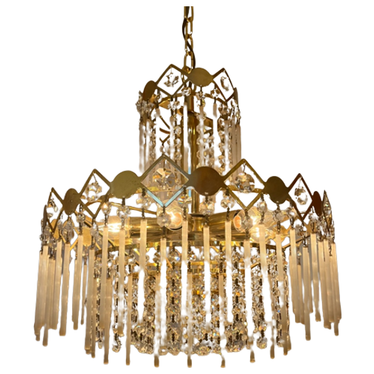 Italiaanse Opaliserende Staafjes Hanglamp Vintage Kristal 1