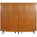 Vintage Mid Century 4-deurs Teak Kledingkast, 1960s thumbnail 1