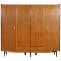 Vintage Mid Century 4-deurs Teak Kledingkast, 1960s
