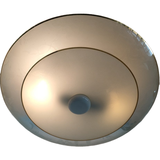 Grote Vintage Jaren 60/70 Glazen Plafonnière Plafondlamp Schaallamp 1