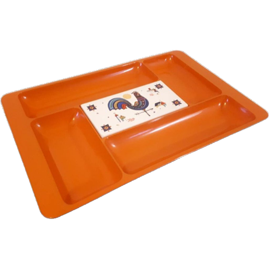 Vintage Hapjes Schaal Kaasplank Retro Oranje Jaren 70 1