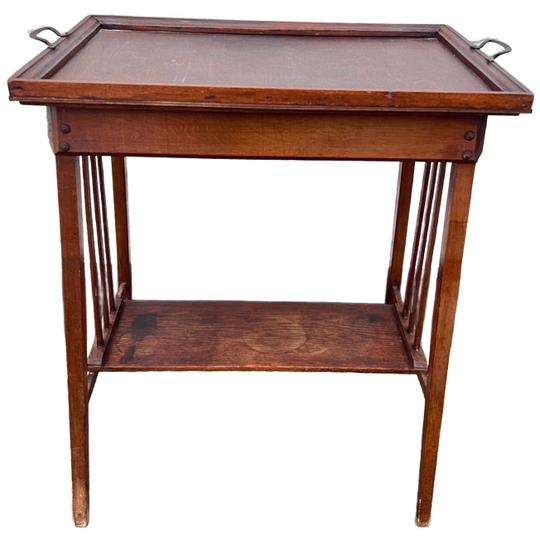 Antiek Eiken Theetafel Met Los Dienblad En Onderblad, Exacte Maten Volgen Nog 1