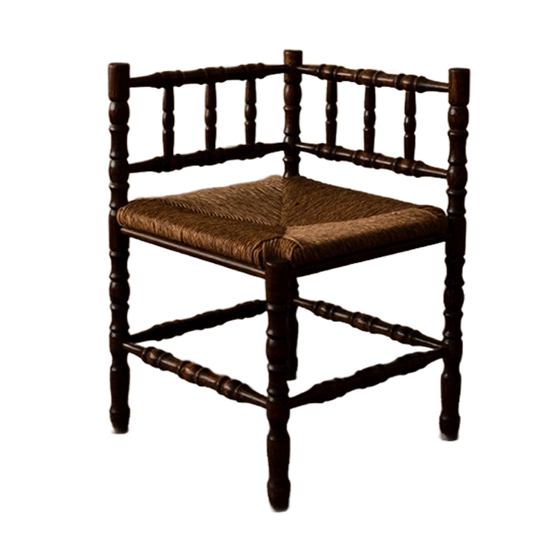 Vintage Bobbin Chair - Stoel Met Rieten Zitting 1