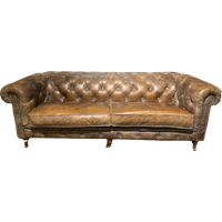 Stoere Chesterfield 3 Zits Bank In Vintage Taupe Bruin Leder