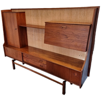 Vintage Teak Houten Wandkast Met Bar, Jaren 60