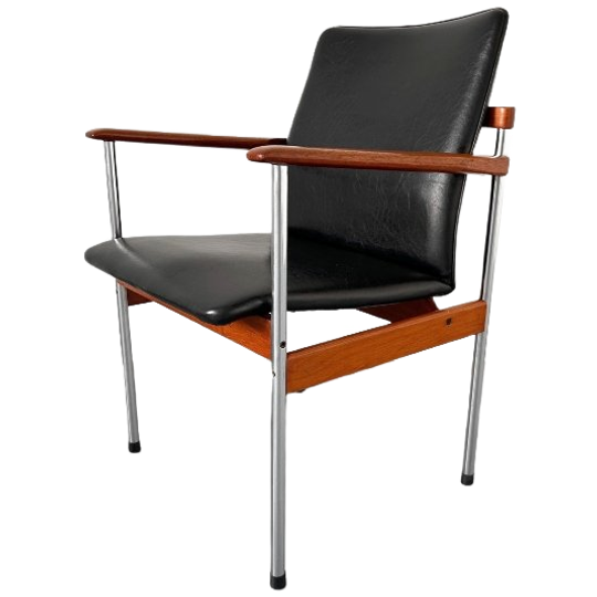 Vintage Deens Design Thereca Stoel Mid-century Teak Zwart 1970’s 1