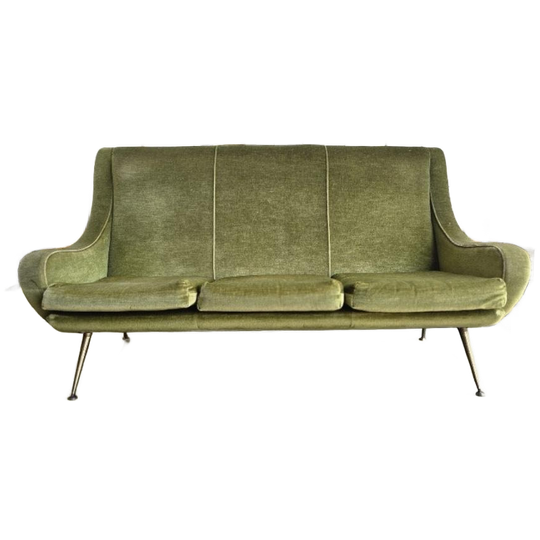 Vintage Mosgroene Zetel / Bank / Couch 1