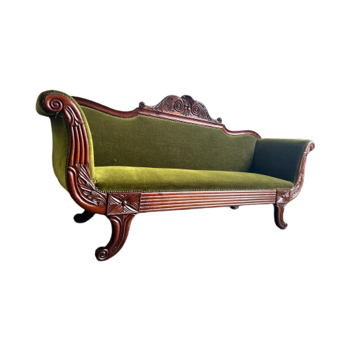 Vintage Barok Zetel / Canapé / Sofa In Mosgroen