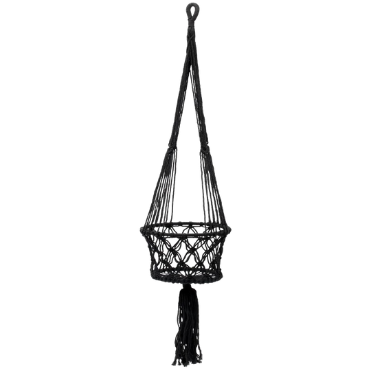 Bazar Bizar | De Macrame Planthanger - Zwart - L 1