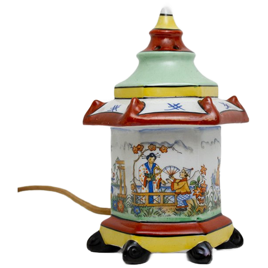 Elka Gdr Vintage Porseleinen Parfumlamp Pagode Met Japanse Voorstelling 1
