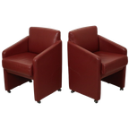 Vintage Koppel Rode Zetels Fauteuils Hoogwaardig Kunstleder thumbnail 1