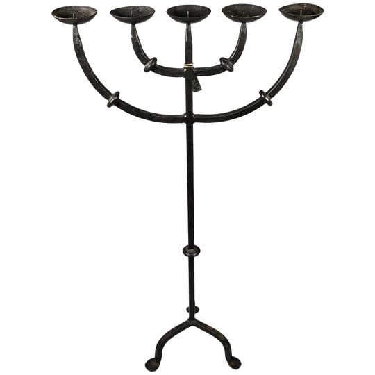 Vintage Brutalistische Xl Kandelaar, Gietijzer, 5 Armen, 1950's 1