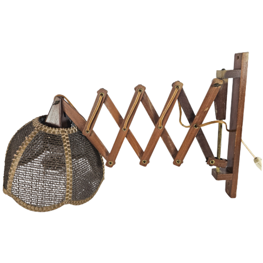 Schaarlamp - Harmonicalamp - Teak - Wandlamp - 60's 1