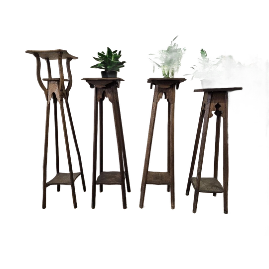 Vintage Hoge Houten Bijzettafel / Plantentafel / Etagere 1