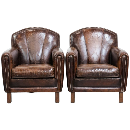 Comfortabele Set Van 2 Rundleren Fauteuils Met Karakter Met Een Unieke En Klassieke Uitstraling 1