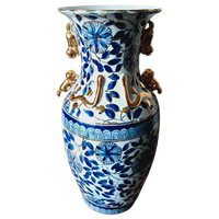 Prachtige Chinese Vaas Blauw Goud