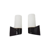 Rare Pair Of Black Wall Lamps 6063 - Wilhelm Wagenfeld For Lindner Leuchten