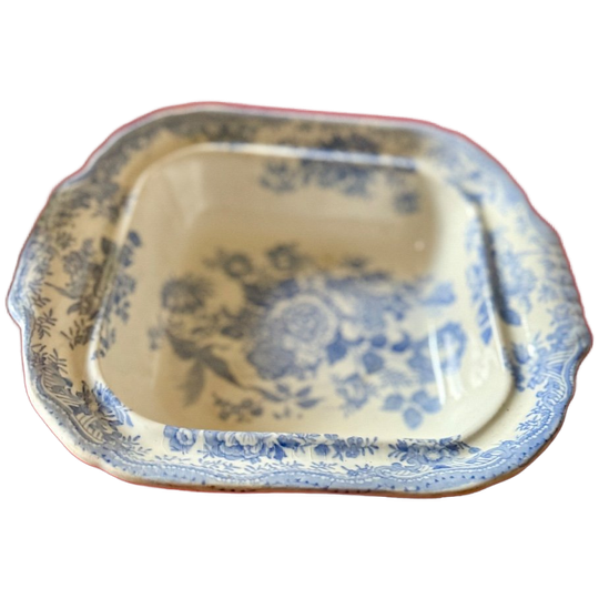 Antieke Engelse Aziatische Fazantenschaal Met Het Iconische Blauw-witte Patroon 1