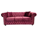 Chesterfield Brighton Fluweel – 3-seater – Paars/roze thumbnail 1