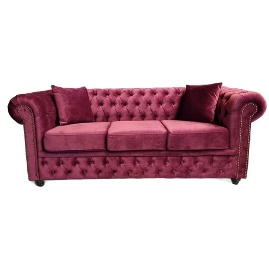 Chesterfield Brighton Fluweel – 3-seater – Paars/roze 1