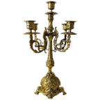 Gotische Messing Candelabra Met Vijf Armen Barok thumbnail 1