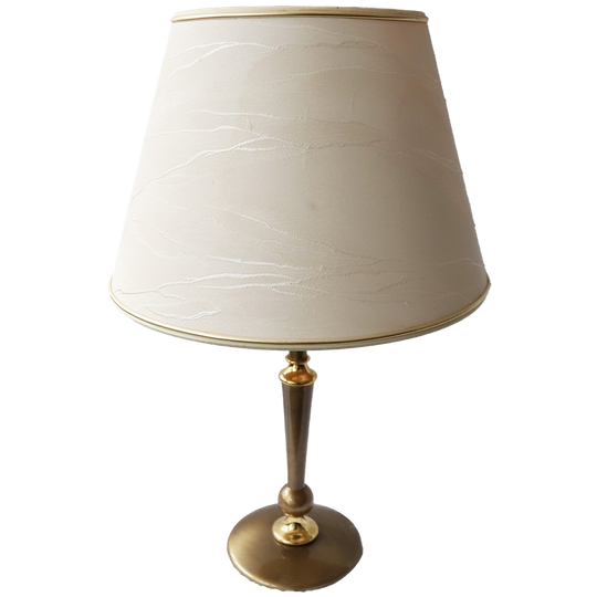 Klassieke Vintage Tafellamp In Brons/goud Met Creme/goud Kap, Jaren '70 1