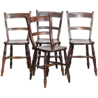 Tijdloze Stijlvolle Set Van 4 Antieke Engelse Oxford Eetkamer/ Keuken Stoelen thumbnail 1