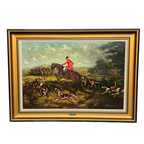 Jl Lecoyer. "Fox Hunt". Groot Formaat Schilderij. thumbnail 1