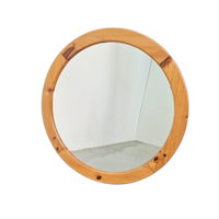 Vintage Pine Wood Ronde Spiegel Scandinavisch ’70 Retro