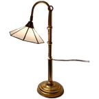 Vintage Lamp Glas In Lood En Messing Desklight Burealamp thumbnail 1