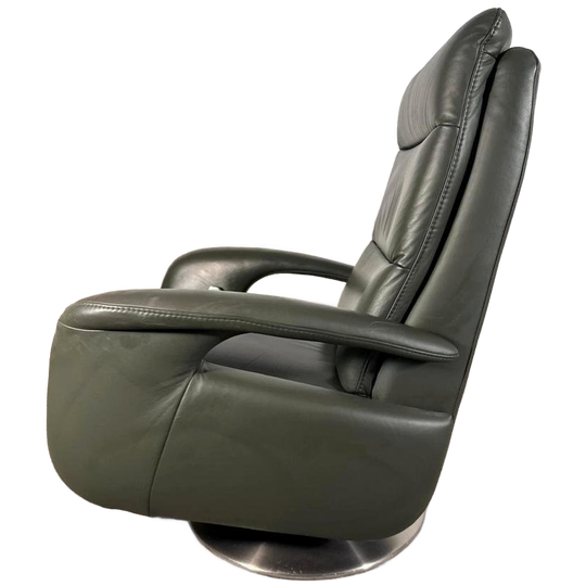 Leren Recliner Swivel Fauteuil, Groen 1